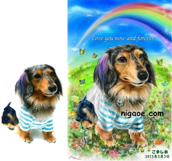 画像39: ペット似顔絵  メモリアル 虹の橋  (額入り)  (39)