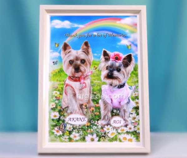 画像35: ペット似顔絵  メモリアル 虹の橋  (額入り)  (35)