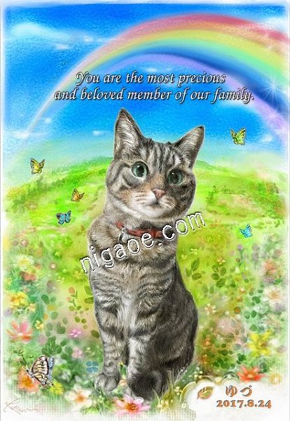 画像41: ペット似顔絵  メモリアル 虹の橋  (額入り)  (41)