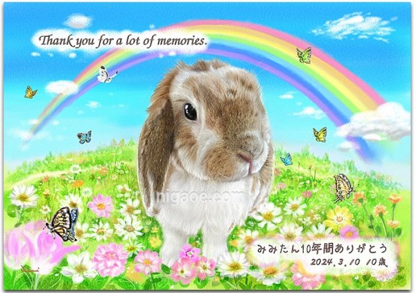 画像33: ペット似顔絵  メモリアル 虹の橋  (額入り)  (33)