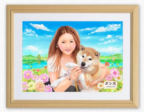 画像2: ペットちゃんと一緒の似顔絵 (2)