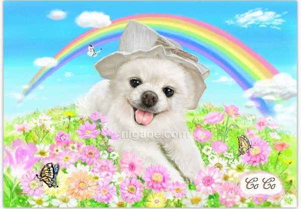 画像2: ペット似顔絵  メモリアル 虹の橋  (額入り)  (2)