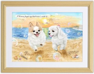 絵画（ペット／キャラクター／家族／風景など） 虹色の人生 - チワワ犬 No.1】ブラックタン・レインボー・ペット