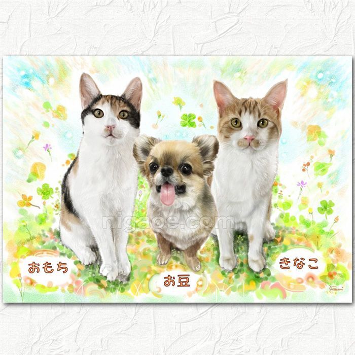 猫と犬の似顔絵