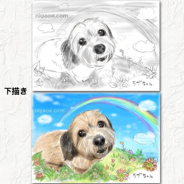 ミックス犬の似顔絵下描き