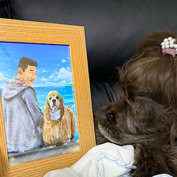 犬とペット似顔絵の写真