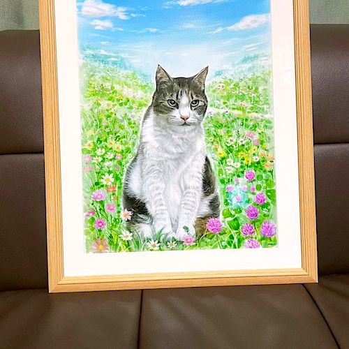 猫の似顔絵額入り3