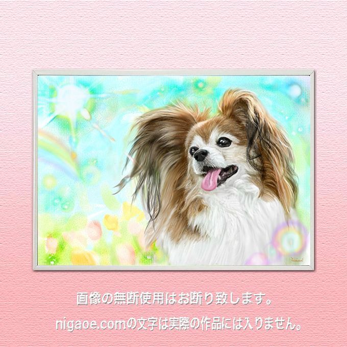 パピヨンちゃんのイラストポスター  送料185円